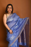 PURE SILK LINEN JAMDANI SAREE WITH BIRD WEAVING