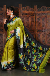 PURE PLAIN GACHI TUSSAR HAND FLORAL PAINT