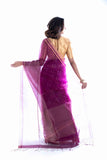 Pure Muslin Saree with One-Side Sequins & One-Side Checks