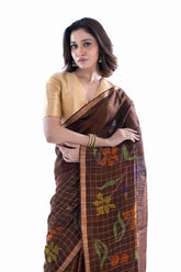 Pure Matka Silk Checks Jamdani Saree