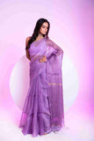 Elegant Pure Tissue Muslin Saree with Sequins Zigzag Work