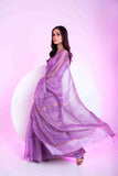 Elegant Pure Tissue Muslin Saree with Sequins Zigzag Work