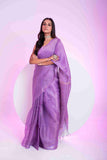 Elegant Pure Tissue Muslin Saree with Sequins Zigzag Work