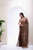 Elegant Pure Tissue Muslin Saree with Sequins Zigzag Work