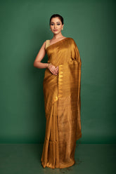 Matka Plain Golden Zari Temple Jamdani Colour In Golden