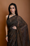 SILK LINEN TISSUE SAREE WITH METALLIC SEQUIN PALLU