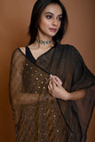 SILK LINEN TISSUE SAREE WITH METALLIC SEQUIN PALLU