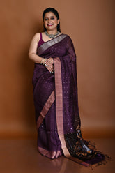 PURE SILK LINEN JAMDANI SAREE