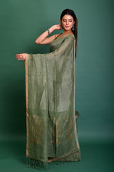 PURE LINEN 120 COUNT WITH PALLU JAMDANI