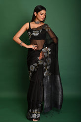 PURE MUSLIN DER PAR SILVER ZARI LATA JAMDANI SAREE