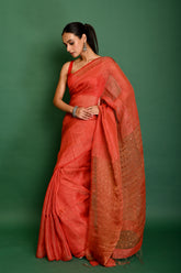 SILK LINEN TISSUE SAREE WITH METALLIC SEQUIN PALLU