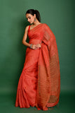 SILK LINEN TISSUE SAREE WITH METALLIC SEQUIN PALLU