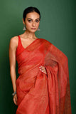 SILK LINEN TISSUE SAREE WITH METALLIC SEQUIN PALLU
