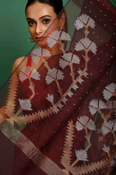 PURE SILK LINEN JAMDANI SAREE