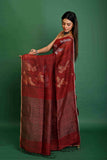 PURE LINEN ALLOVER BIRD JAMDANI SAREE