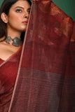 PURE LINEN ALLOVER BIRD JAMDANI SAREE
