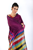 MUL COTTON RAINBOW CHECK SAREE