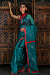 Pure Resham Allover Sequins In Teal Blue Colour