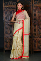 Pure Resham Allover Sequins In White Colour