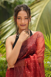 Pure Resham Border Sequins In Red Colour