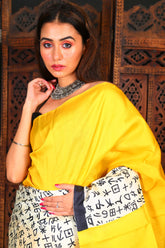 Pure Plain Gachi Tussar In Yellow Colour