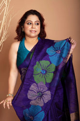 Matka Multicolor Big Thread Joba Jamdani In purple Colour