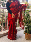PURE MATKA SILK BALL JAMDANI SAREE Colour In Maroon