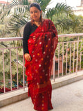 PURE MATKA SILK BALL JAMDANI SAREE Colour In Maroon