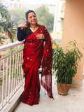 PURE MATKA SILK BALL JAMDANI SAREE Colour In Maroon