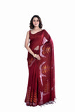 Premium Matka Silk Saree with Allover Sequins & Jamdani Border – Silk Mark Certified