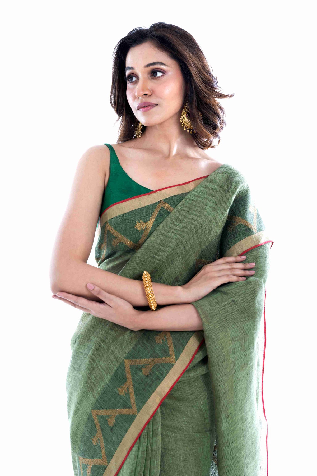 Pure Tissue Linen Derpar Dhakai Jamdani Saree