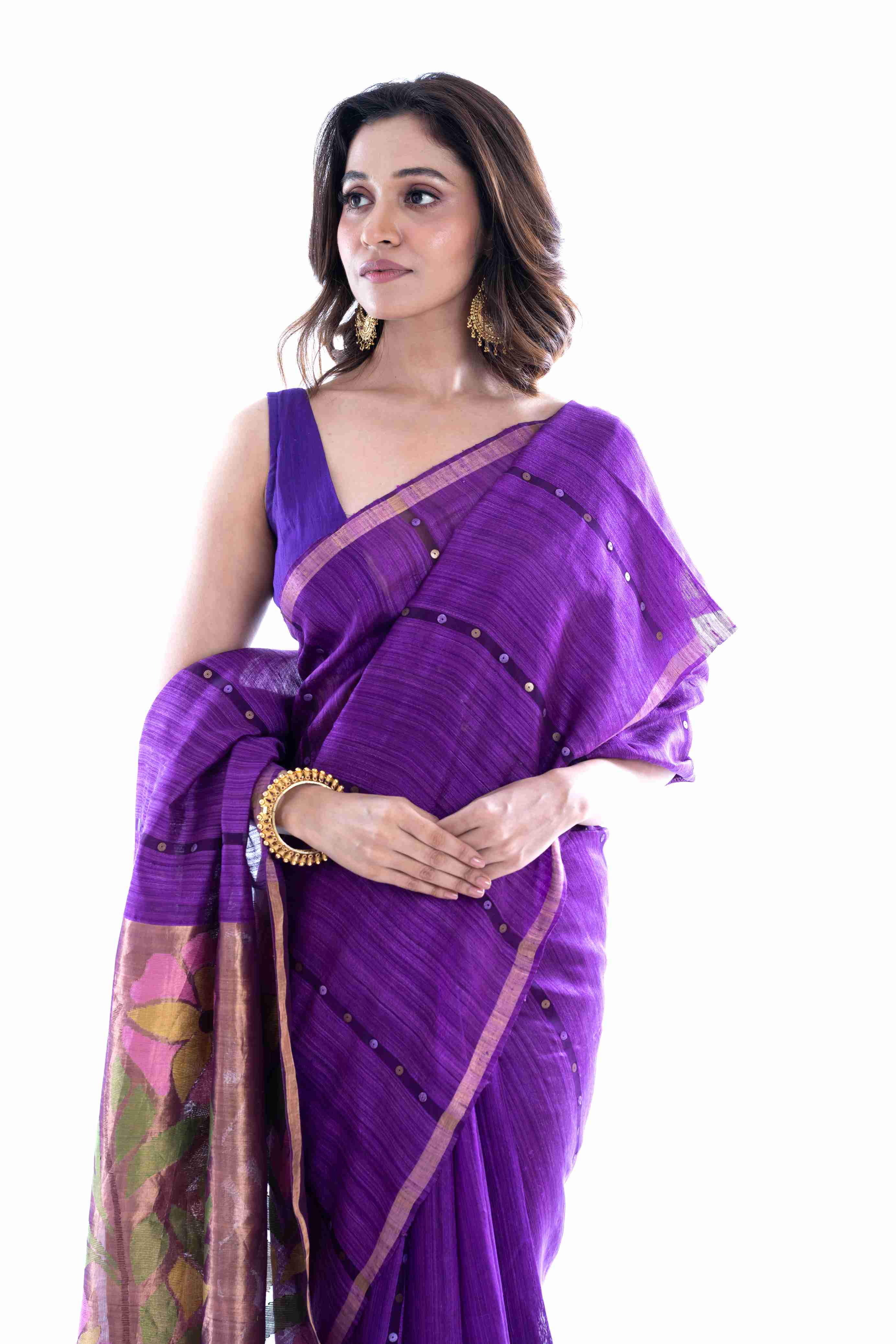 Pure Matka Silk Saree with Shell Body & Paithani Pallu