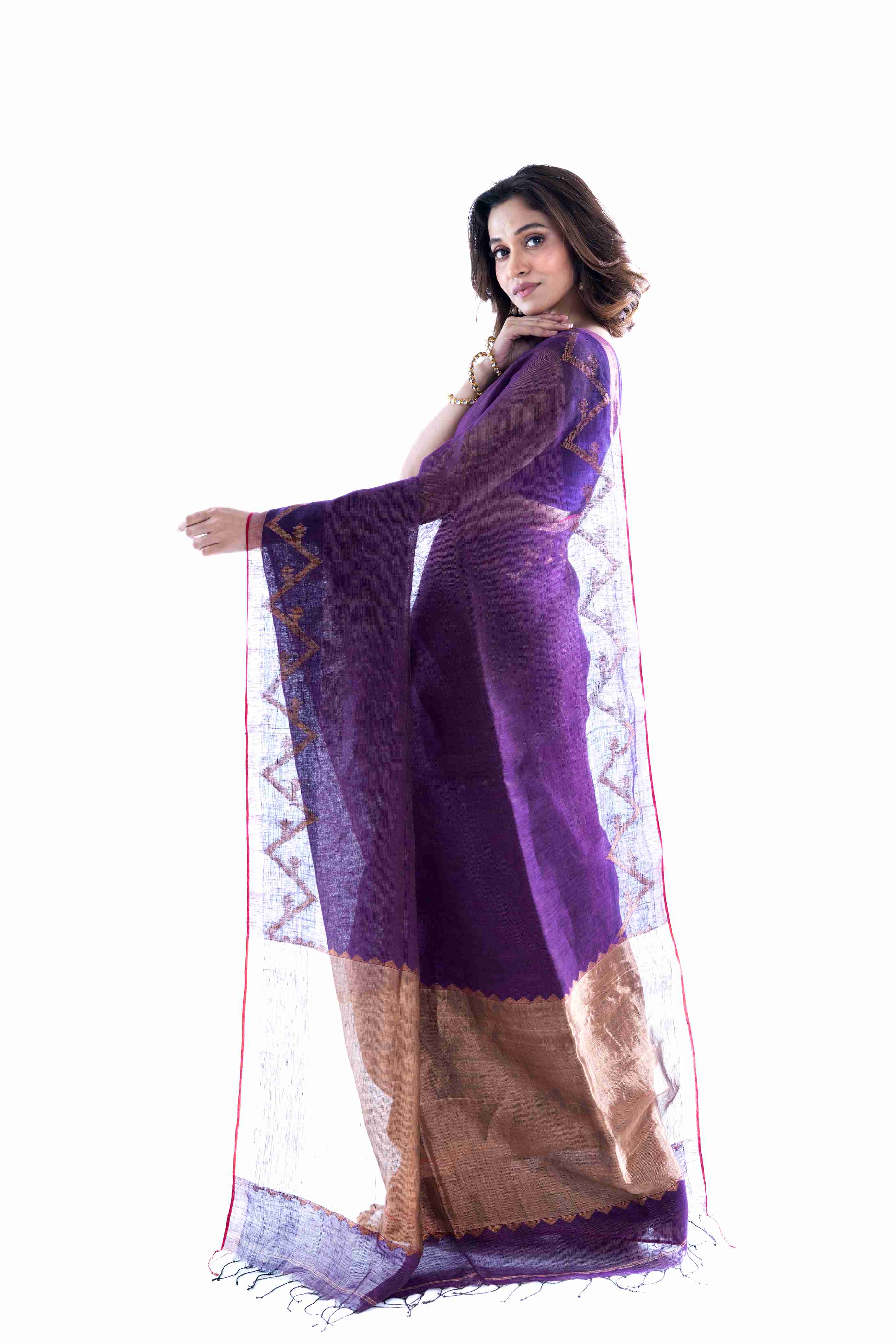Pure Tissue Linen Derpar Dhakai Jamdani Saree