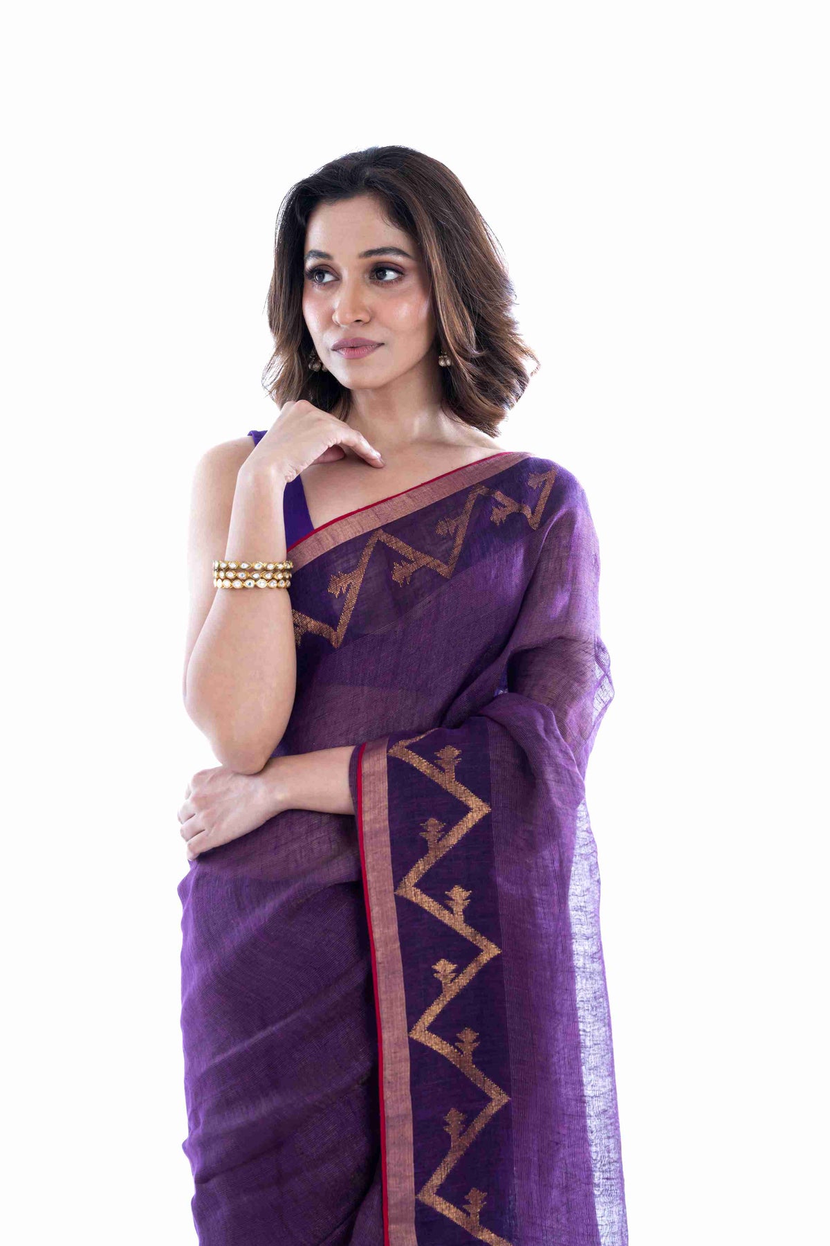 Pure Tissue Linen Derpar Dhakai Jamdani Saree