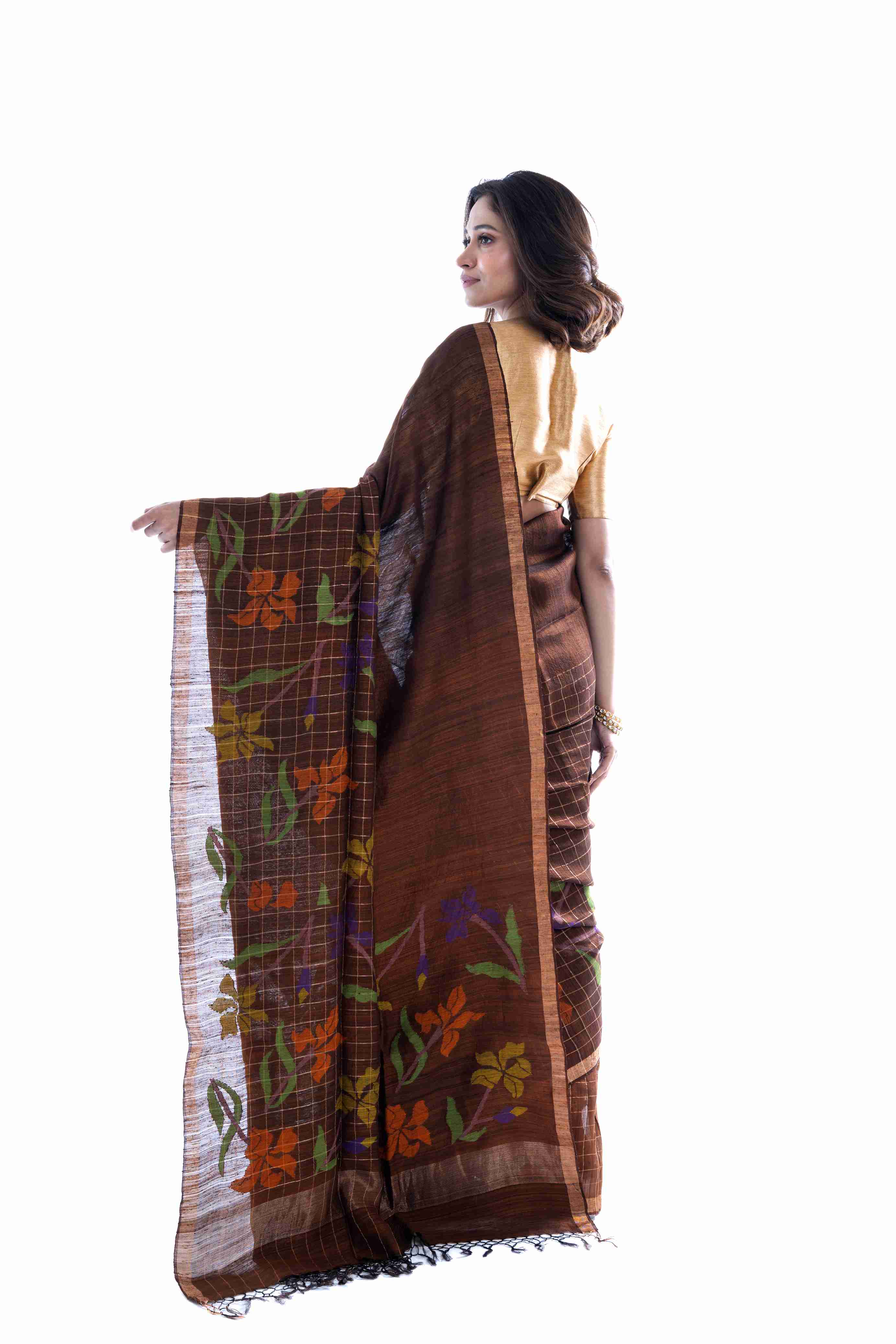 Pure Matka Silk Checks Jamdani Saree