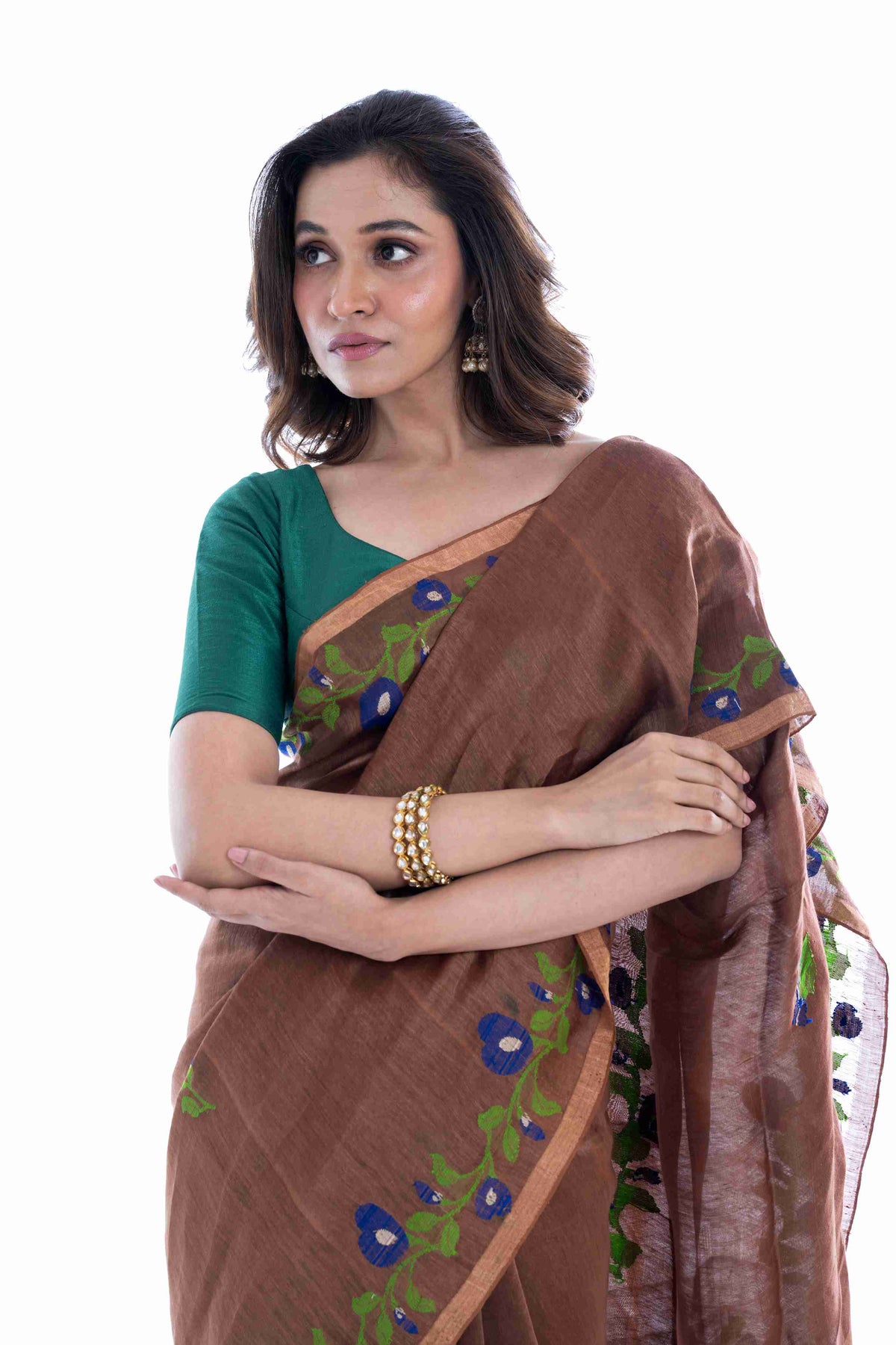 Pure Silk Linen Jamdani Saree (Aparajita Design)