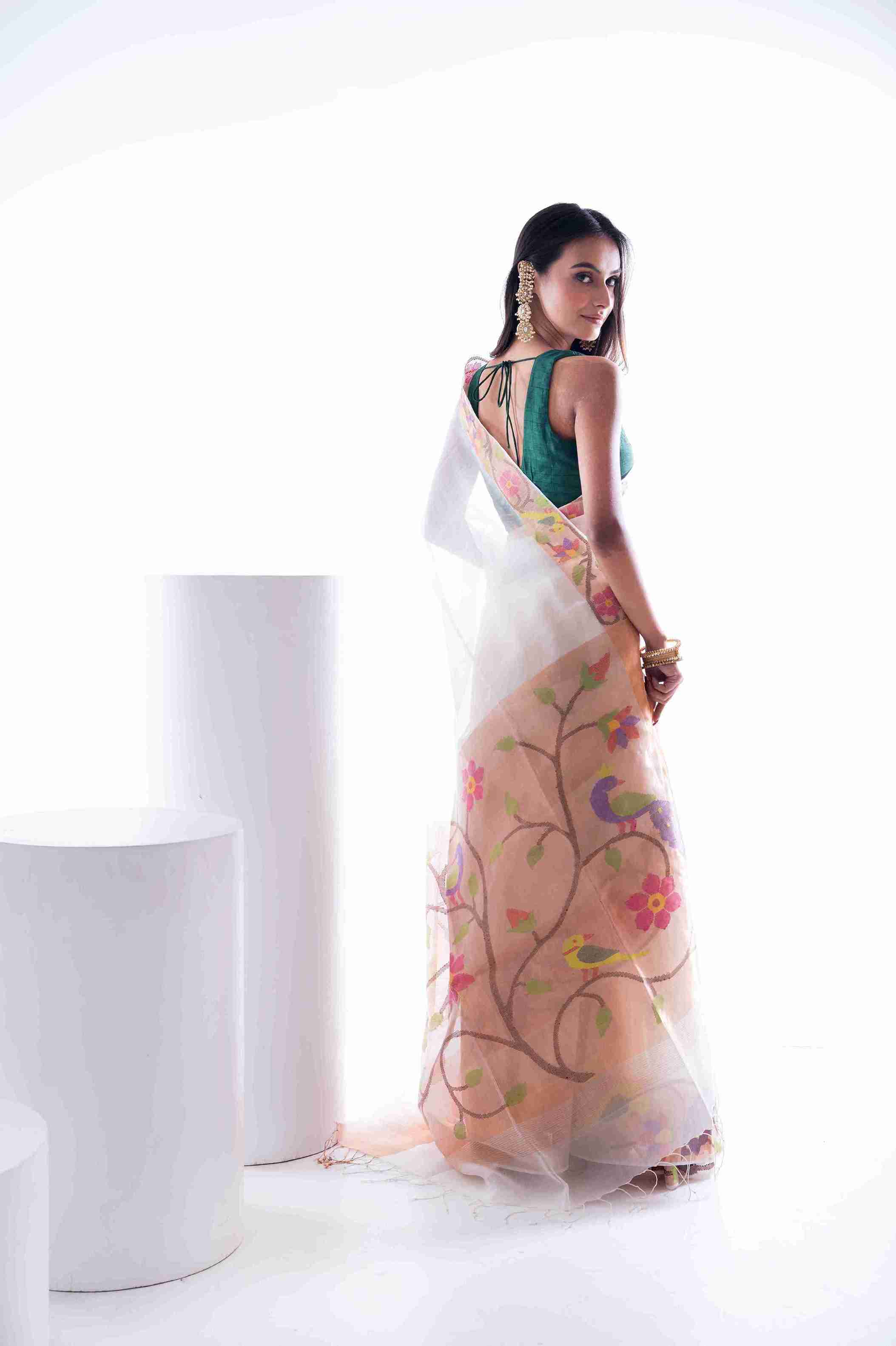 Pure Muslin Derpar Paithani Jamdani Saree