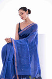 Premium Pure Silk Linen Sequins Saree with Jamdani Pallu