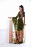 Pure Muslin Paithani Saree with Hockey Stick Border & Jamdani Work