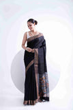 Pure Matka Silk Saree with Sequins Pallu & Muslin Jamdani