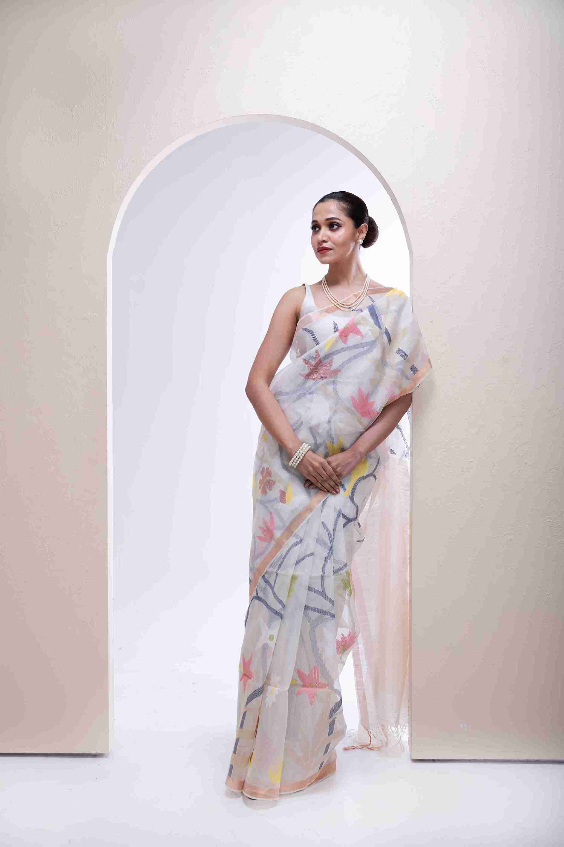 Muslin All Over Bird Tree Jamdani