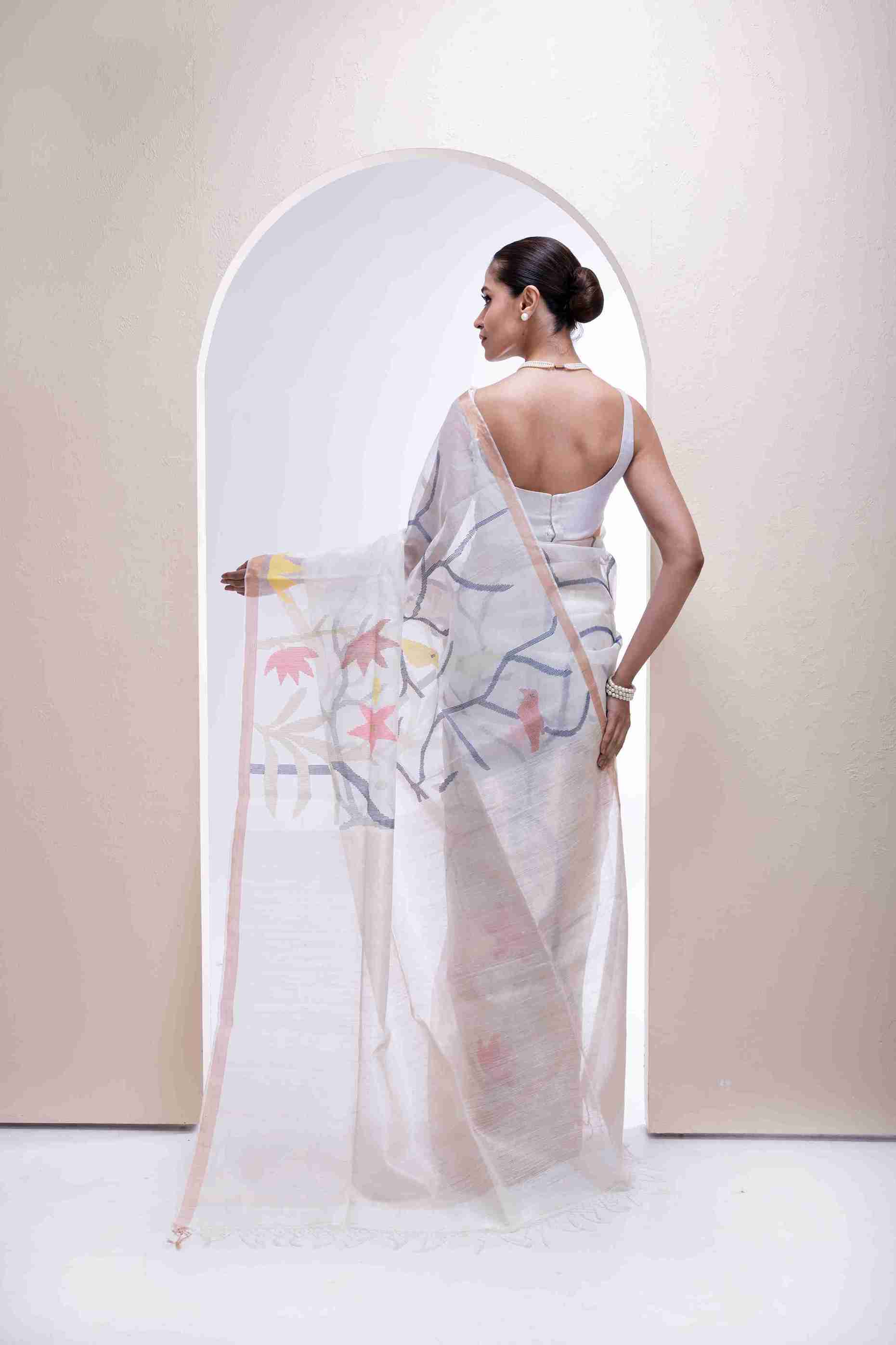 Muslin All Over Bird Tree Jamdani