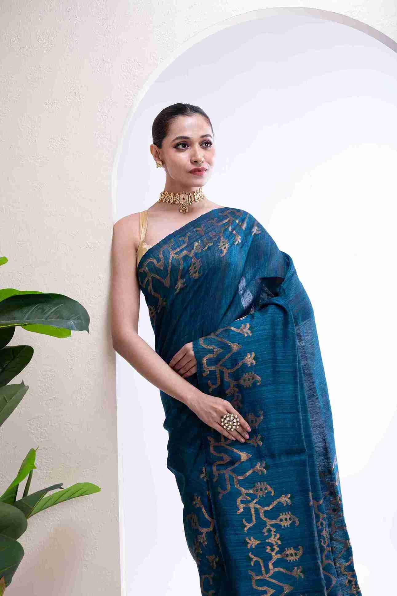 Handwoven Matka Silk Dhakai Jamdani Saree