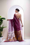 Pure Silk Linen Paithani Jamdani Saree