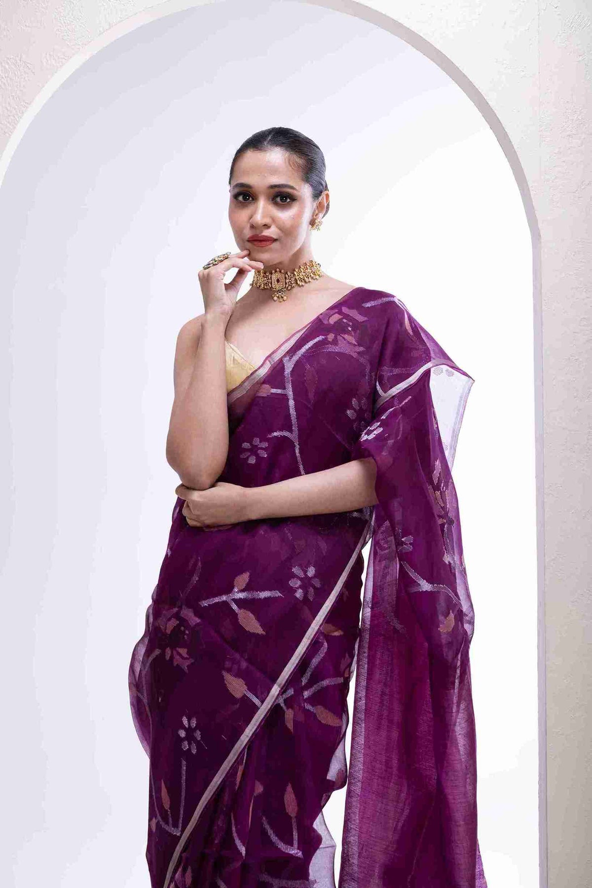 Muslin All Over Jamdani Saree