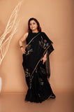 Linen Vidya Balan Jamdani In Black Colour