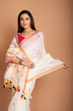 Linen Geometric Jamdani Colour In White