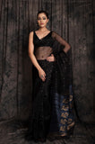 Resham/muslin Sequin Jamdani In Black Colour