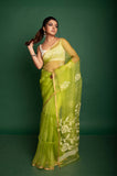 Resham/Muslin Jamdani In Green Colour