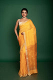 Silk Linen All Over Ball Jamdani In Yellow Colour